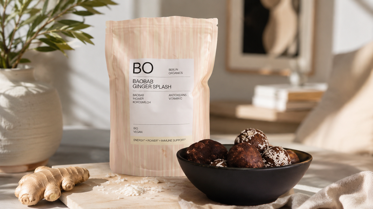 Baobab Ginger Energy Balls mit Datteln & Hafer