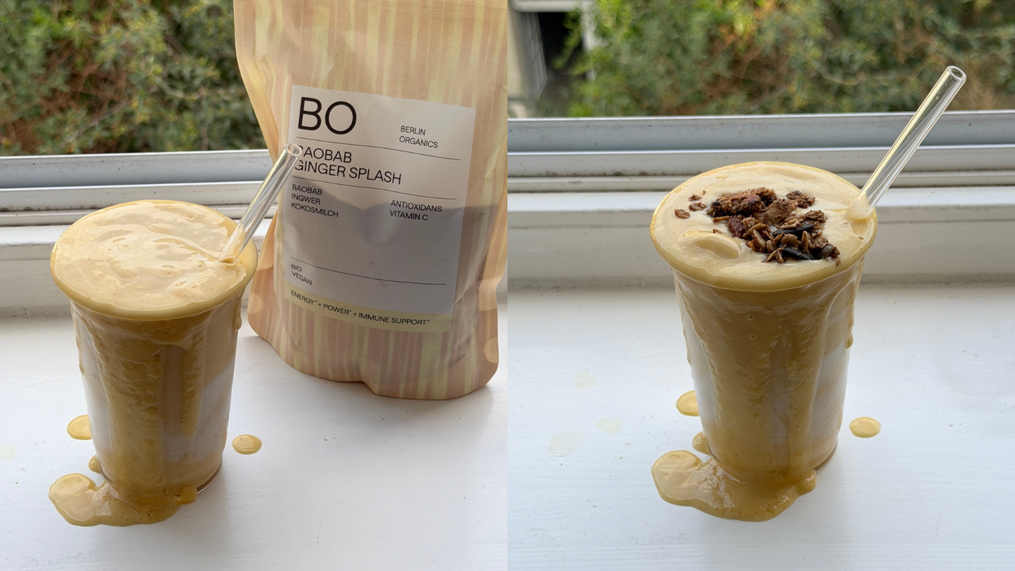 Golden Baobab Ginger Smoothie mit Baobab Ginger Splash