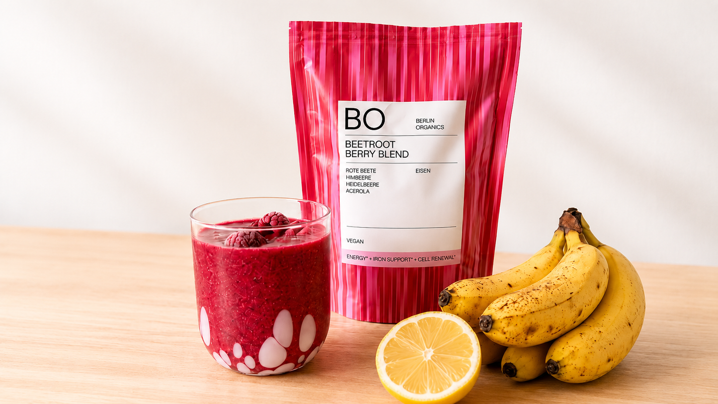Pink Beetroot Energy Smoothie mit Beetroot Berry Blend