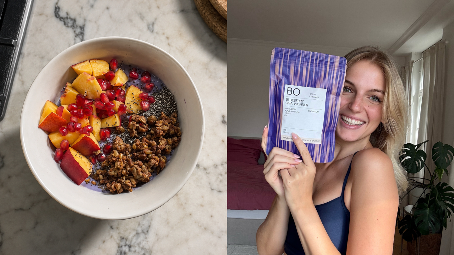 Skyr Bowl mit Nektarine und Blueberry Chai Wonder